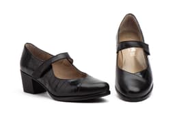 Zapatos Mujer Piel Negro Correa Velcro Tacón JAM ref. 9135