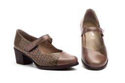 Zapatos Mujer Piel Marrón Correa Velcro Tacón JAM ref. 9135