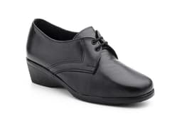 Zapatos Mujer Cuña Piel Negro Cordones Ancho Especial Anchos Calzados ref. 435