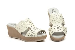 Sandalias Vaquetillas Mujer Piel Hielo Cuña Picado Alto Estilo ref. 462
