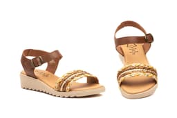 Sandalias Mujer Piel Cuero Hebilla Cuña Baja Alto Estilo ref. AE-210
