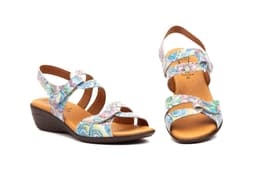 Sandalias Mujer Piel Estampado Multi Blanco Alto Estilo ref. 454