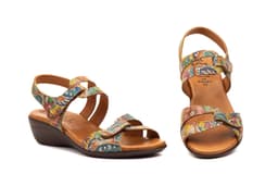 Sandalias Mujer Piel Estampado Multi Cuero Alto Estilo ref. 454