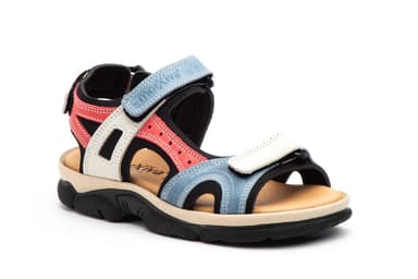 Sandalias Mujer Piel Keloil Azul Blanco Velcro Morxiva ref. 7040