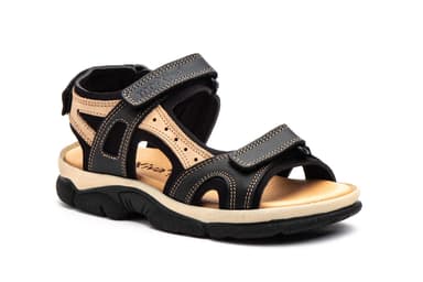 Sandalias Mujer Piel Negro Taupe Velcro Morxiva ref. 7040