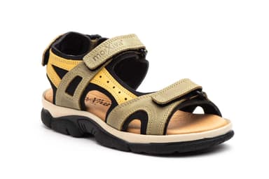 Sandalias Mujer Piel Kaki Mostaza Velcro Morxiva ref. 7040