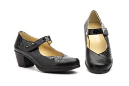 Zapatos Mujer Piel Negro Velcro Tacón JAM ref. 95777