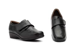 Zapatos Mujer Piel Negro Velcro Cuña JAM ref. 796
