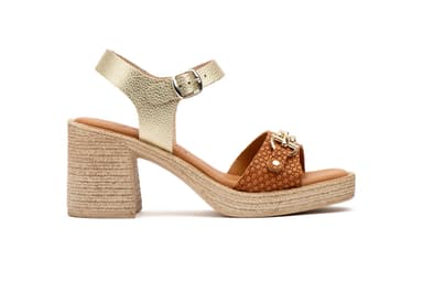 Sandalias Mujer Piel Platino Tacón Hebilla JAM ref. SPK-2579