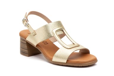 Sandalias Mujer Piel Platino Tacón Hebilla JAM ref. SPK-2556