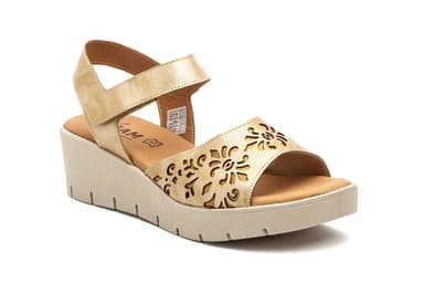 Sandalias Mujer Piel Platino Láser Cuña JAM ref. 9988