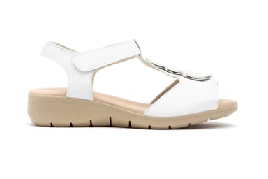 Sandalias Mujer Piel Blanco Velcro Duendy ref. 3805