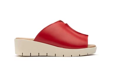 Zuecos Sandalias Mujer PIel Rojo Cuña JAM ref. 131