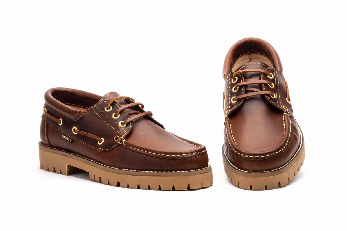 Náuticos Hombre Piel Pull Marrón Riverty ref. RV-1000