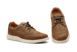 Zapato Casual Hombre Piel Nobuk Taupe Cordones Nautic Blue ref. R83-2604