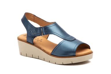 Sandalias Mujer Piel Marino Velcro Alto Estilo ref. AE-3308