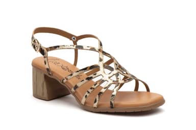 Sandalias Mujer Leopardo Platino Tacón Hebilla Gel Xbonita ref. V-26041-1