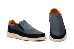Zapato Casual Hombre Piel Nobuk Marino Elásticos Nautic Blue ref. R83-2625