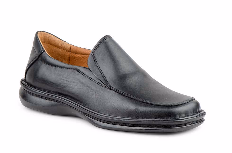 Zapatos Hombre Piel Negro Elásticos Suela Cosida Cactus ref. 60101