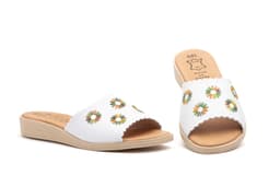 Sandalia Mujer Piel Blanco Pala Alto Estilo ref. 307