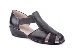Sandalia Mujer Piel Negro Elástico Cuña CHIKA ref. 407 RELAX