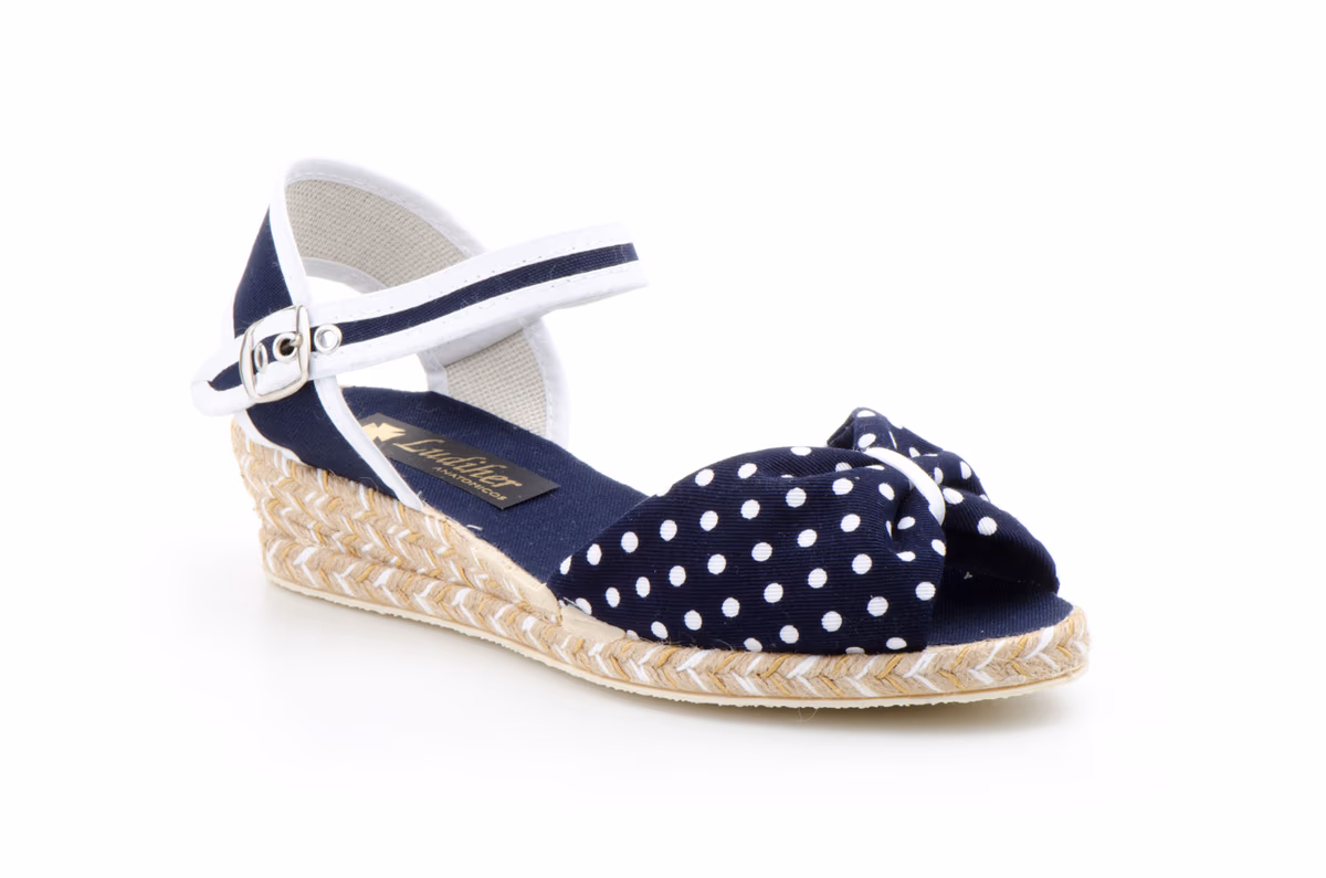 Yute Mujer Lona Marino Hebilla Lunares Cuña Ludiher ref. 385