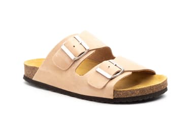 Sandalia Bio Mujer Piel Taupe Doble Hebilla Morxiva ref. MX-8200