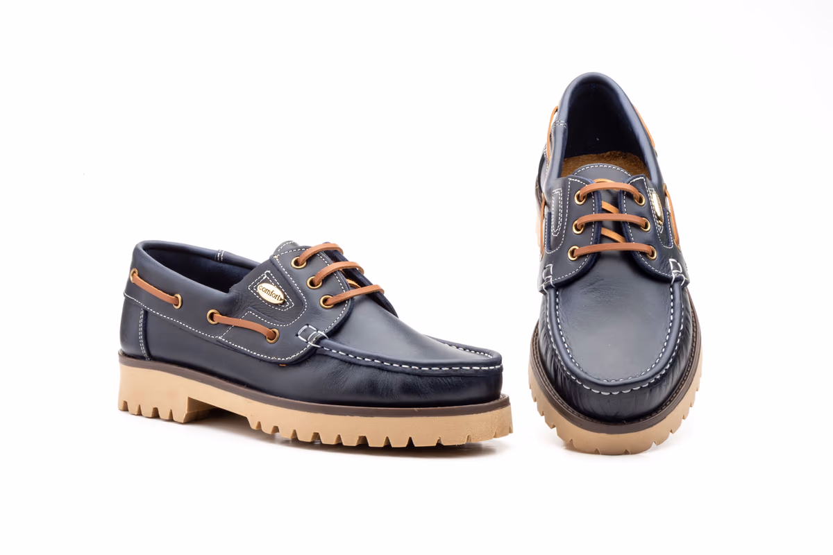 Zapatos Kiowa Hombre Piel Marino Cordones Náuticos Élégance ref. 802
