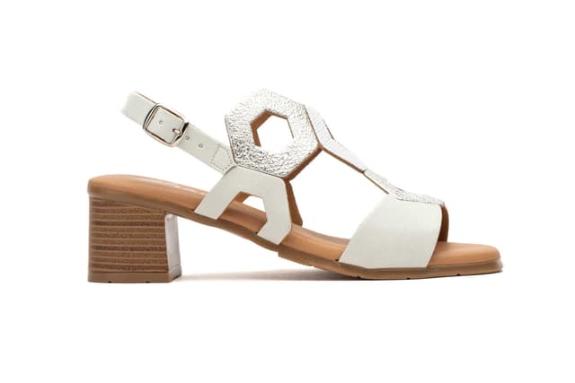 Sandalias Mujer Piel Plata Tacón Madera Planta Gel Cierre Hebilla JAM ref. SS-2643