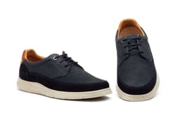 Zapato Casual Hombre Piel Marino Taupe Cordones Nautic Blue ref. R83-2604