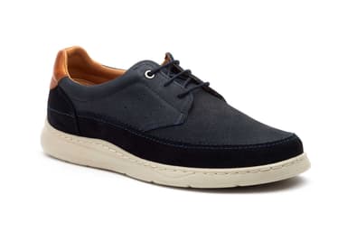 Zapato Casual Hombre Piel Marino Taupe Cordones Nautic Blue ref. R83-2604