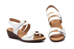 Sandalias Mujer Piel Blanco Cuña Alto Estilo ref. 454