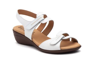 Sandalias Mujer Piel Blanco Cuña Alto Estilo ref. 454