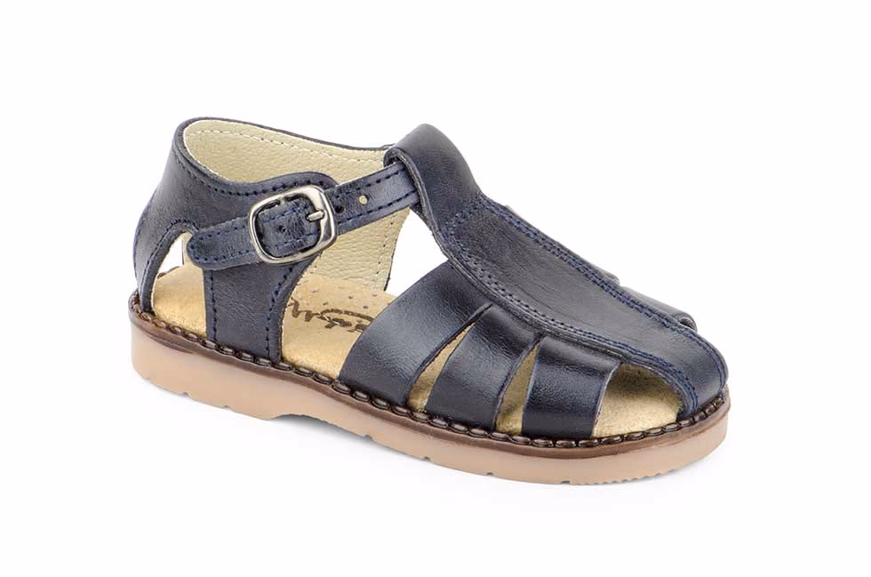 Sandalias Niño Piel Vaquetilla Marino Hebilla Serna ref. 3129