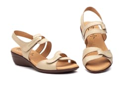 Sandalias Vaquetillas Mujer Piel Beig Cuña Alto Estilo ref. 454