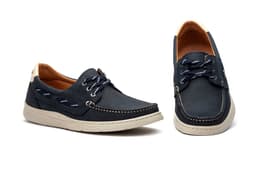 Zapato Náuticos Casual Hombre Piel Marino Nobuck Cordones Route 83 ref. R83-2607
