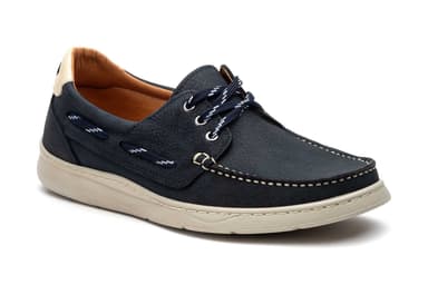 Zapato Náuticos Casual Hombre Piel Marino Nobuck Cordones Route 83 ref. R83-2607
