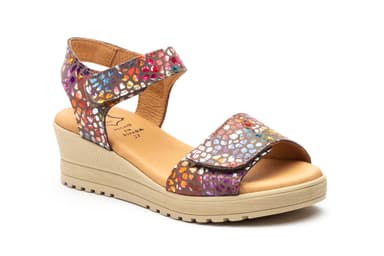 Sandalias Mujer Piel Cuero Estampado Multi Tiras Adhesiva Alto Estilo ref. AE-1651