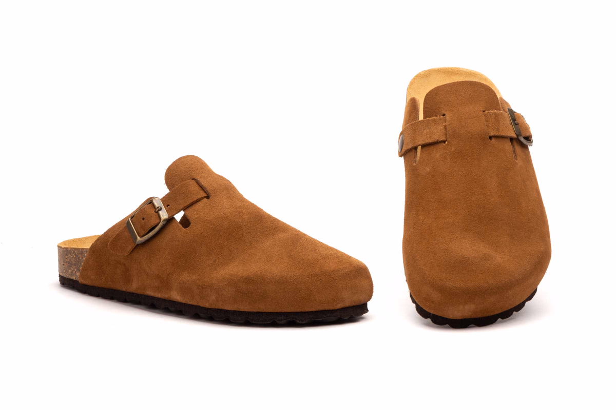Zuecos Unisex Juliet Piel Serraje Cuero Piso Bio Hebilla Biocomfort ref. BC-7379
