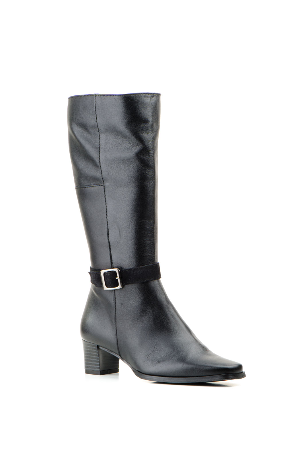 Botas Mujer Piel Negro Hebilla Cremallera Tacón  -  Ref. 1020 Negro