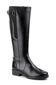 Botas Mujer Piel Negro Elástico Correa Hebilla  -  Ref. 1017 Negro