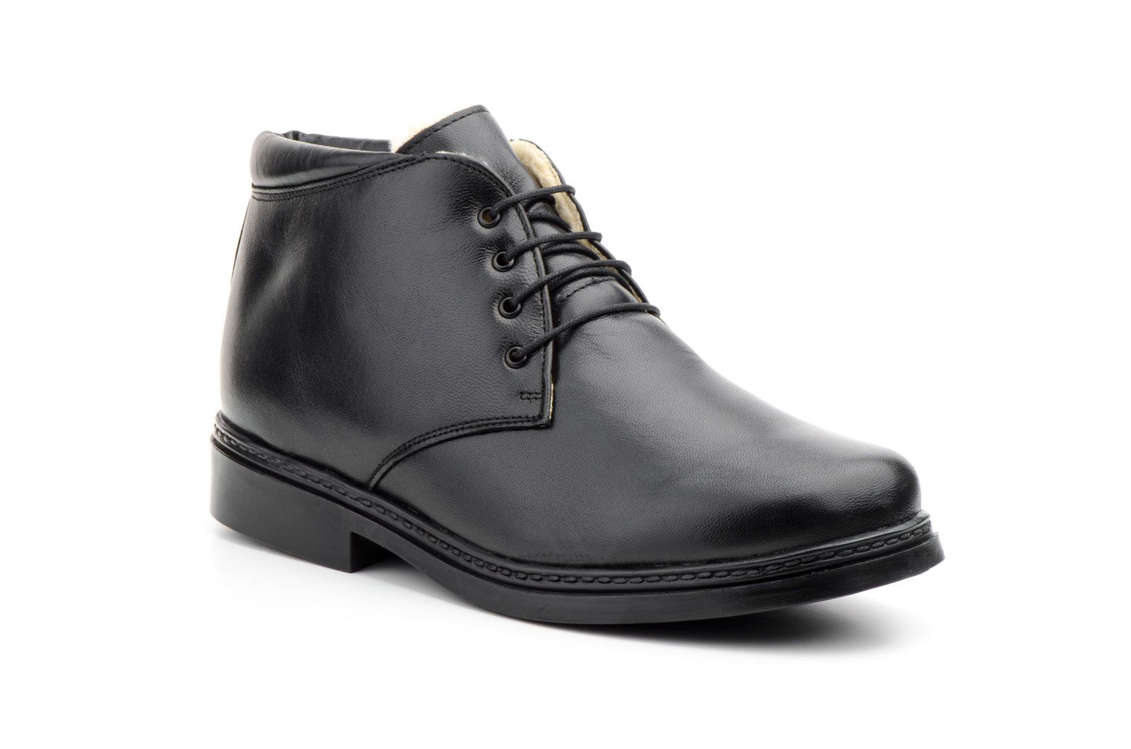 Botines Hombre Piel Negro Borreguillo   -  Ref. 220b Negro