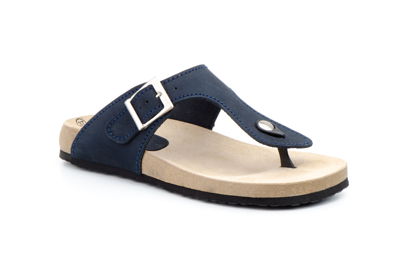 Sandalias Mujer Piel Marino Hebilla  -  Ref. 8014M Marino