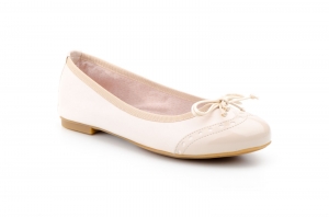 Francesitas Bailarinas Mujer Piel Beige Charol Lazo  -  Ref. 1678 Beige