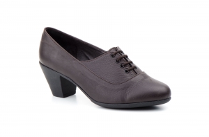 Zapatos Mujer Piel Marrón Tacón Cordones  -  Ref. 414 Marrón