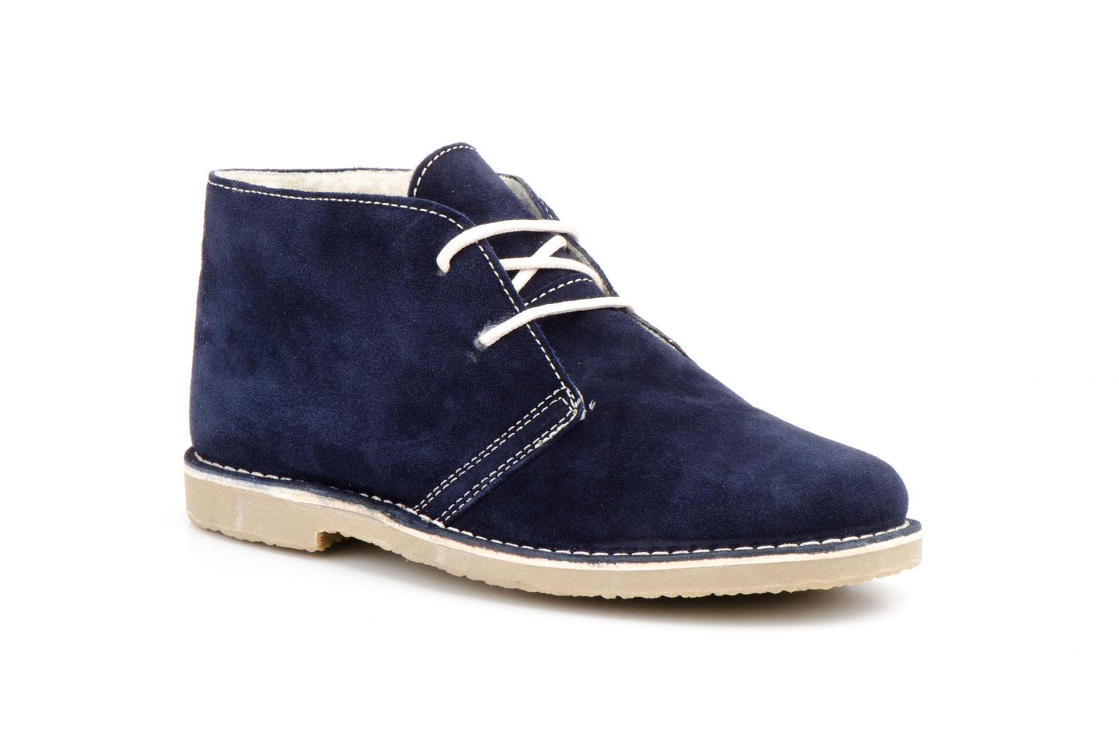 Botines Pisa Mierdas Hombre Piel Serraje Marino Cordones Borreguillo Cosido Billi  -  Ref. 6012 Serraje Marino