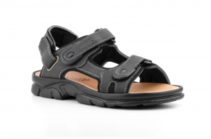 Sandalias Hombre Piel Negro Correa Desmontable  -  Ref. 7009 Negro