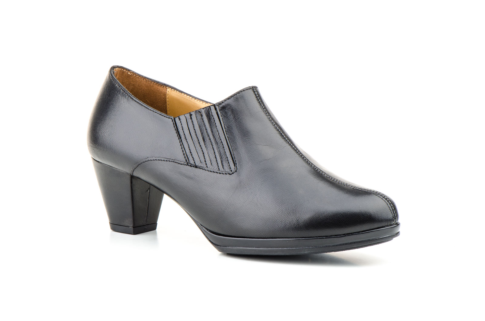 Zapatos Mujer Piel Negro Tacón Ancho 8  -  Ref. GF-409 Negro