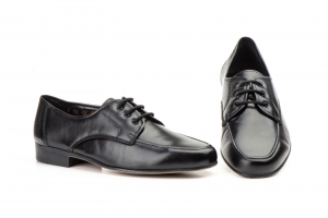 Zapatos Hombre Piel Negro Cordones Suela de Cuerolite  -  Ref. 124 Negro