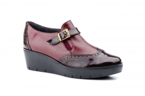 Zapatos Mujer Piel Burdeos Charol Hebilla  -  Ref. 5014 Burdeos